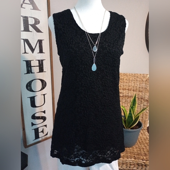 Susan Graver Tops - Susan Graver Black Lace Sleeveless Top Size Small